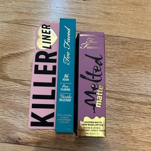 Too Faced Eyeline and Lipstick bundle